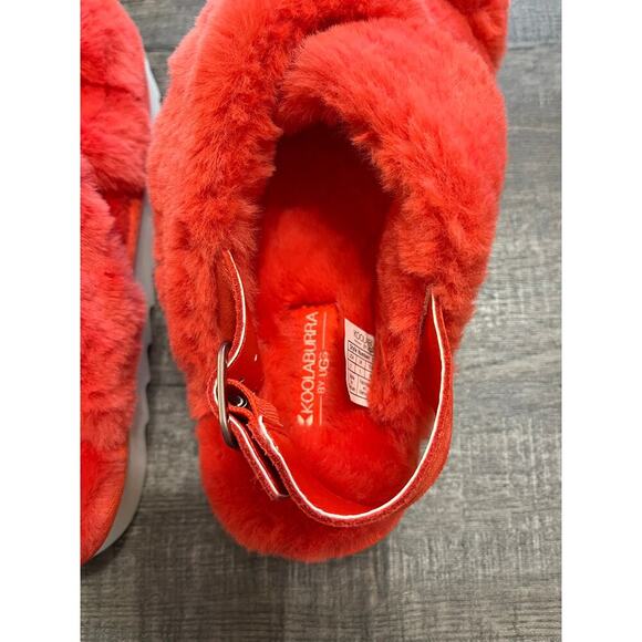 Koolaburra By UGG Women’s Slingback Wedge Heel Sandals Fuzz-ee, Red/Orange, Sz 7 - Picture 6 of 8
